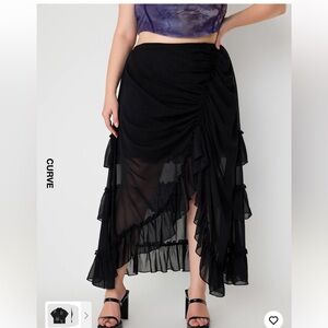 BNWT Cider Sheer Mid Waist Maxi Skirt in Black. Lined Chiffon Size 3X